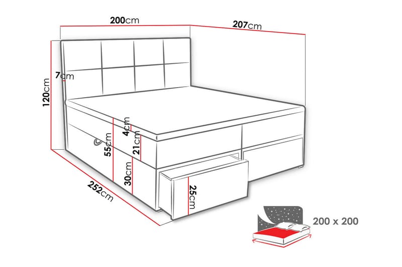 Bodskatan Sengepakke Kontinentalseng 200x200 cm - Sort - Møbler - Senge - Komplet sengepakke