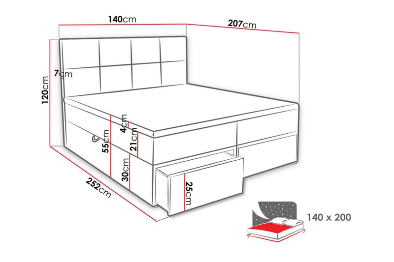 Bodskatan Sengpakke Kontinentalseng 140x200 cm - Sort - Møbler - Senge - Komplet sengepakke