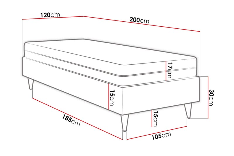 Adeliza Boksseng 120x200 cm - Kunstlæder/Hvid/Træ/Metal - Møbler - Senge - Boxmadras & boxseng