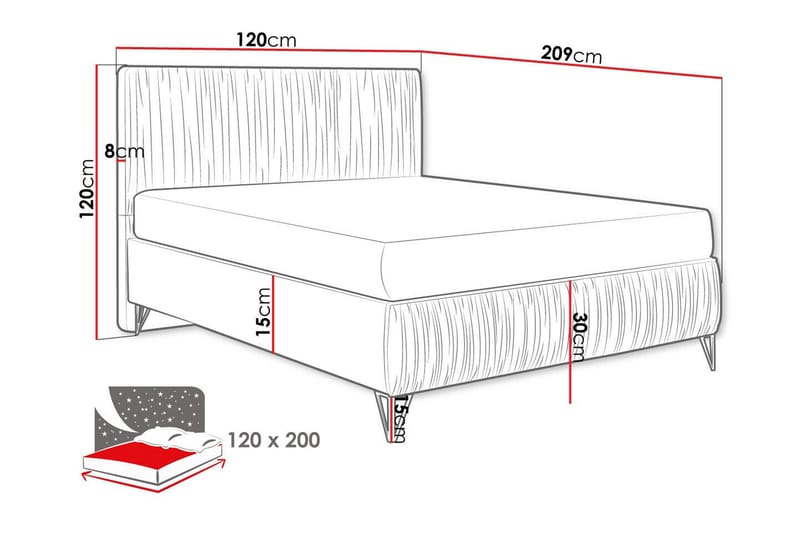 Gortin Rammeseng 120x200 cm - Beige - Møbler - Senge - Boxmadras & boxseng