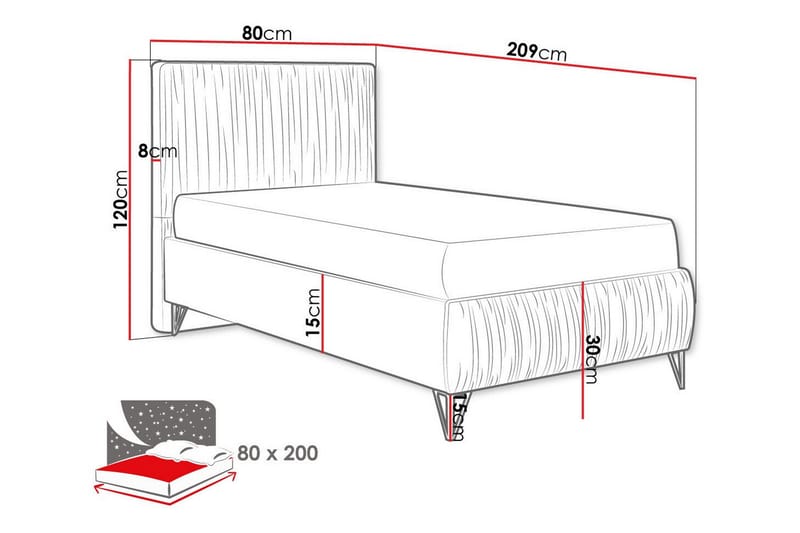 Gortin Rammeseng 80x200 cm - Beige - Møbler - Senge - Boxmadras & boxseng