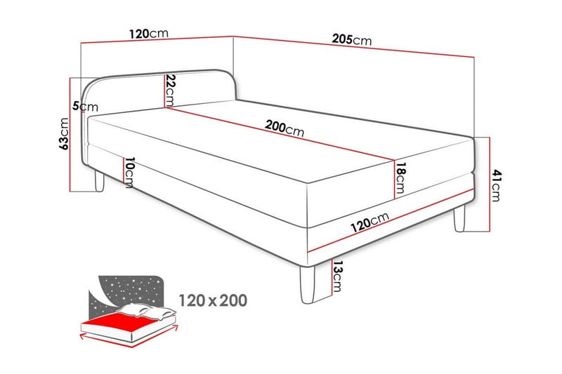 Midfeld Sengeramme 120x200 cm - Hvid - Møbler - Senge - Boxmadras & boxseng