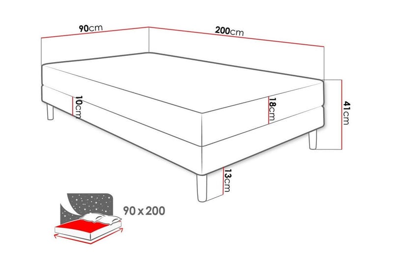 Midfeld Sengeramme 90x200 cm - Beige - Møbler - Senge - Boxmadras & boxseng