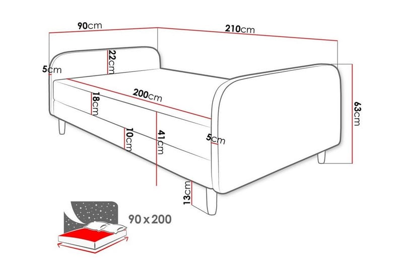 Midfeld Sengeramme 90x200 cm - Lyserød - Møbler - Senge - Boxmadras & boxseng