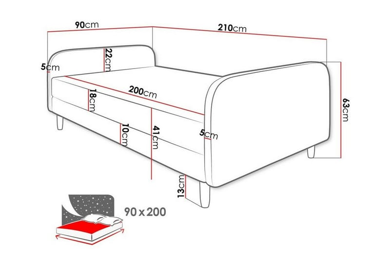 Midfeld Sengeramme 90x200 cm - Sort - Møbler - Senge - Boxmadras & boxseng