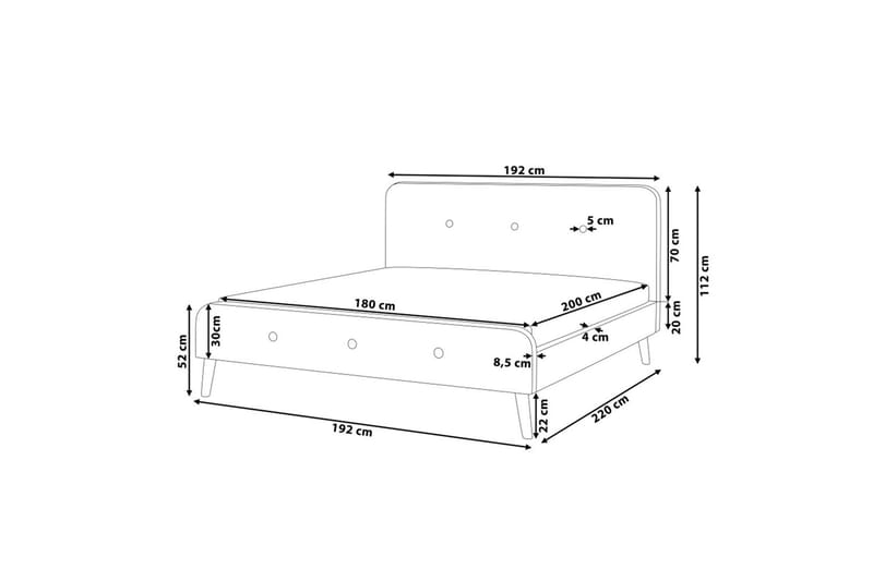 Rennes Dobbelt seng 180 | 200 cm - Grå - Møbler - Senge - Boxmadras & boxseng