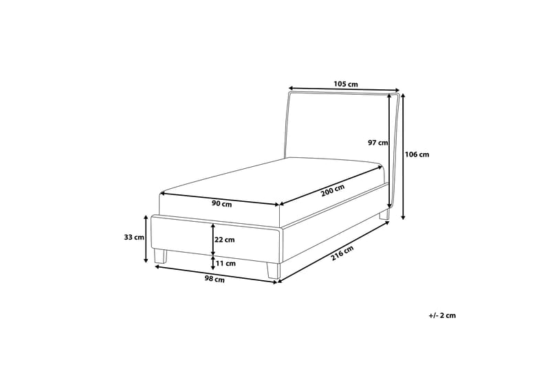 Sennez Dobbelt seng 90 | 200 cm - Grå - Enkeltsenge - Boxmadras & boxseng