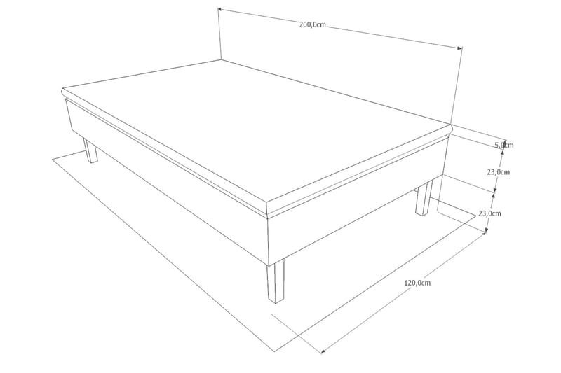 Viken base boksseng 120x200 - Ancona Grå - Møbler - Senge - Boxmadras & boxseng