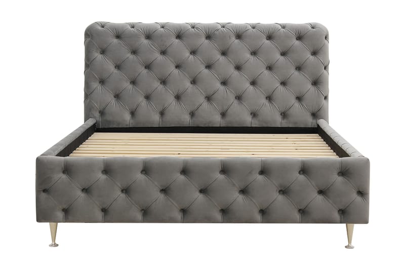 Chesterfield Komplet Sengesæt Sengeramme med Madras 140x200 cm - Grå - Møbler - Senge - Komplet sengepakke