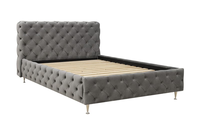 Chesterfield Komplet Sengesæt Sengeramme med Madras 140x200 cm - Grå - Møbler - Senge - Komplet sengepakke