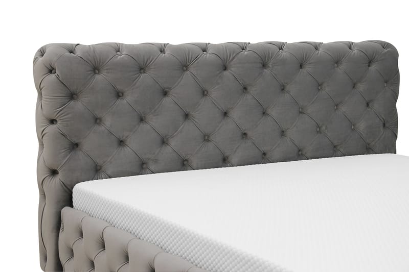 Chesterfield Komplet Sengesæt Sengeramme med Madras 160x200 cm - Grå - Møbler - Senge - Komplet sengepakke