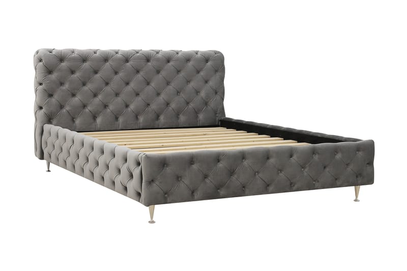 Chesterfield Komplet Sengesæt Sengeramme med Madras 160x200 cm - Grå - Møbler - Senge - Komplet sengepakke