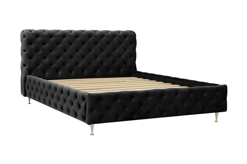 Chesterfield Komplet Sengesæt Sengeramme med Madras 160x200 cm - Sort - Møbler - Senge - Komplet sengepakke