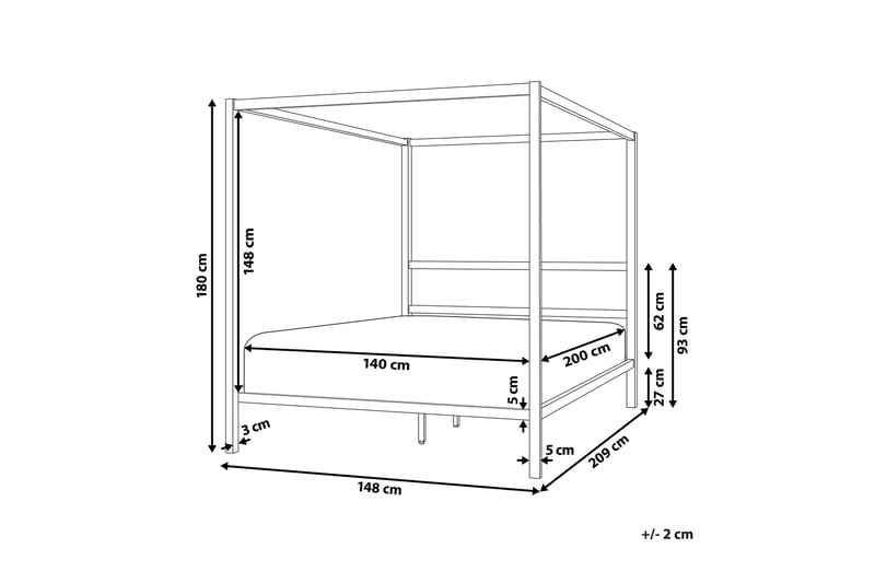 Denaya Himmelsseng 140x200 cm - Sort - Møbler - Senge - Himmelseng