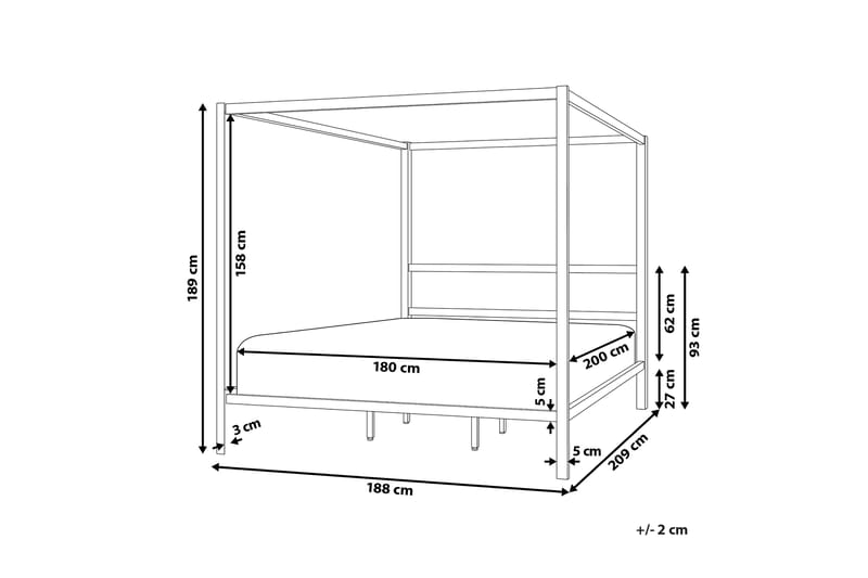 Denaya Himmelsseng 180x200 cm - Sort - Møbler - Senge - Himmelseng