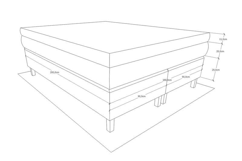 Grand Kontinentalseng 180x200 Sengepakke Sort - Latex - Møbler - Senge - Komplet sengepakke