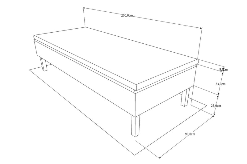 Viken Bas Rammel 90x200cm - Beige, Ben Valnød - Enkeltsenge - Boxmadras & boxseng