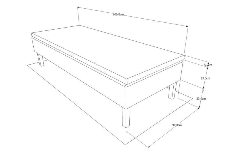 Viken base boksseng 90x200 - Ancona Grå - Møbler - Senge - Enkeltsenge