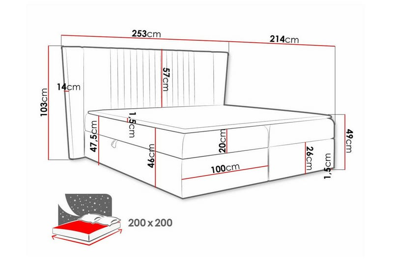 Boisdale Kontinentalseng 200x200 cm - Blå/BL1 - Møbler - Senge - Familieseng