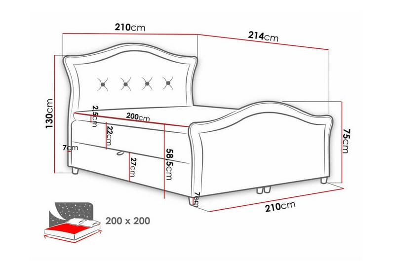 Boisdale Kontinentalseng 200x200 cm - Grå - Møbler - Senge - Familieseng