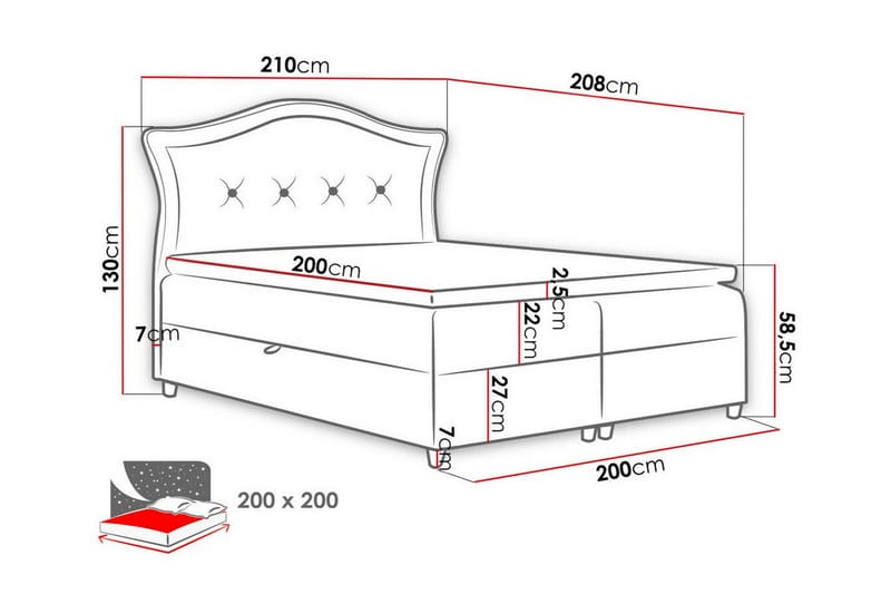 Boisdale Kontinentalseng 200x200 cm - Lysebrun - Møbler - Senge - Familieseng