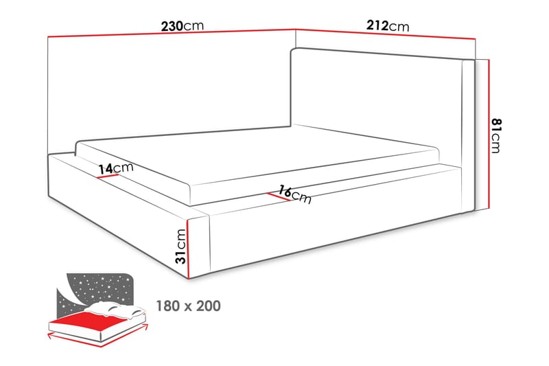 Gadi Sengeramme 180x200 cm - Sort - Møbler - Senge - Sengeramme & sengestel