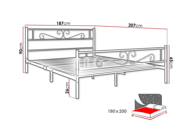 Garrick Sengeramme 180x200 cm - Hvid - Møbler - Senge - Sengeramme & sengestel