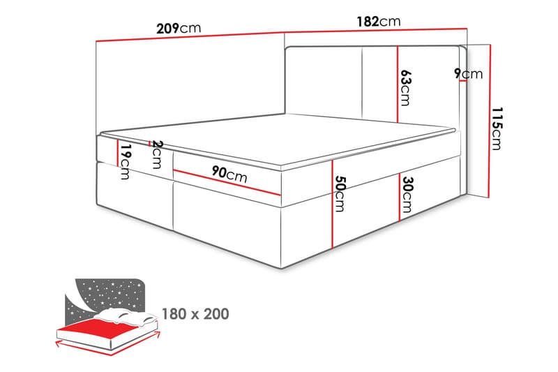 Garris Sengepakke Kontinentalseng 180x200 cm - Blå - Møbler - Senge - Komplet sengepakke