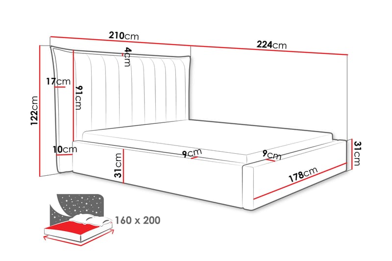 Garson Sengeramme 160x200 cm - Beige - Møbler - Senge - Sengeramme & sengestel