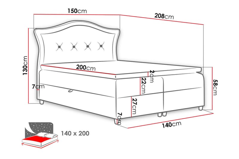 Hestra Sengepakke Kontinentalseng 140x200 cm - Blå - Møbler - Senge - Komplet sengepakke