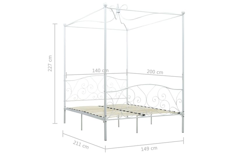 Sengestel Til Himmelseng 140 X 200 Cm Metal Hvid - Hvid - Møbler - Senge - Himmelseng