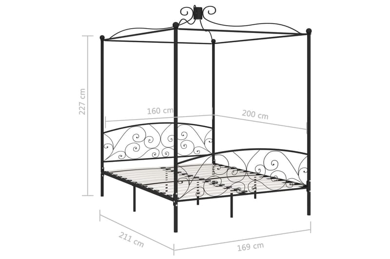 sengestel til himmelseng 160 x 200 cm metal sort - Sort - Møbler - Senge - Himmelseng