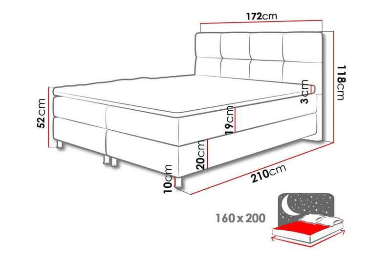 Isoba Sengepakke Kontinentalseng 160x200 cm - Blå - Møbler - Senge - Komplet sengepakke