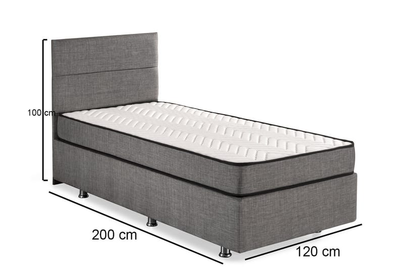 Argentu Kontinentalseng 120x200 cm - Grå - Møbler - Senge - Komplet sengepakke