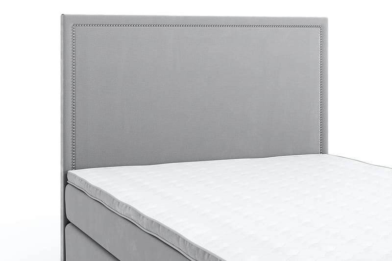 Hilton Lyx Velour Sengepakke 140x200 - Lysegrå - Møbler - Senge - Komplet sengepakke