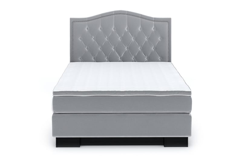 Hilton Lyx Velour Sengepakke 140x200 - Lysegrå - Møbler - Senge - Komplet sengepakke