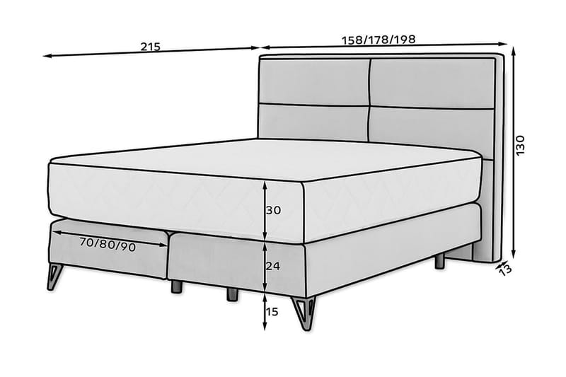 Kasyap Sengepakke Boksseng 140x200 cm - Beige - Møbler - Senge - Komplet sengepakke