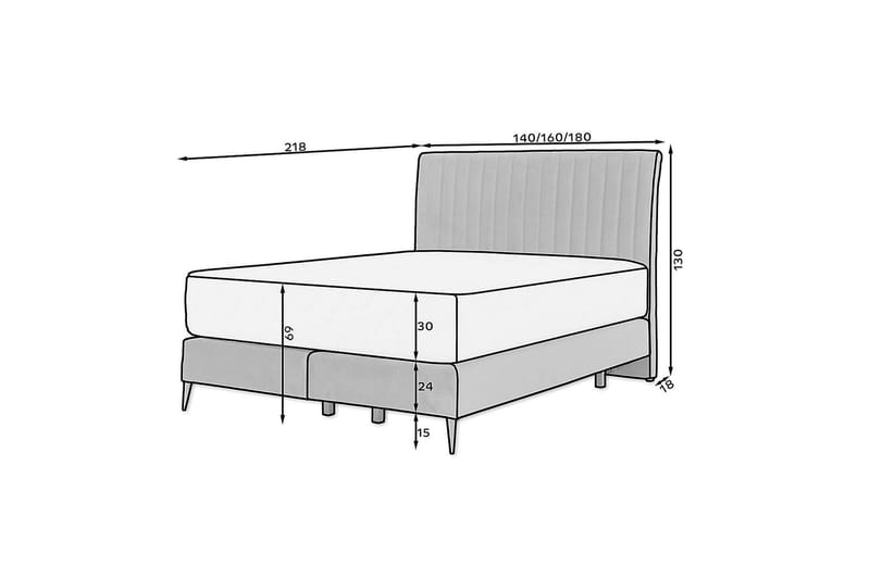 Katsuo Sengepakke Boksseng 140x200 cm - Beige - Møbler - Senge - Komplet sengepakke