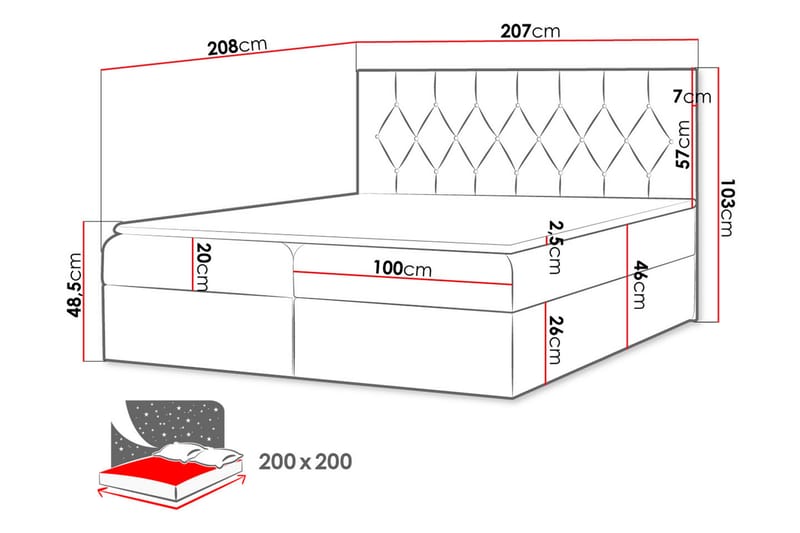 Kontinentalseng 204x208 cm - Brun - Møbler - Senge - Komplet sengepakke