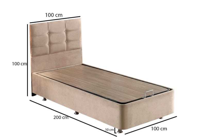 Reghum Kontinentalseng 100x200 cm - Lysebrun - Møbler - Senge - Komplet sengepakke