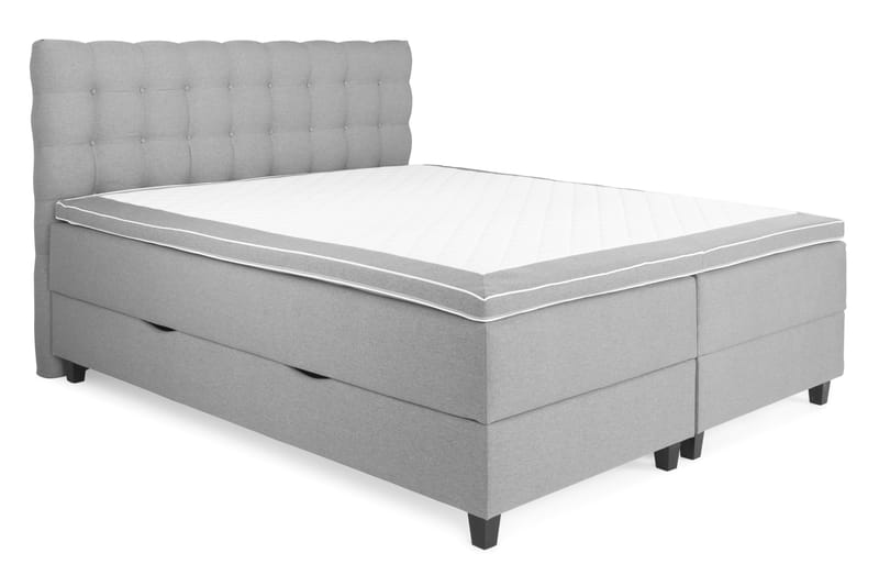 Royal Box Bed Komplet Sengepakke 160x200 - Lysegrå - Møbler - Senge - Komplet sengepakke