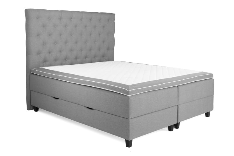 Royal Box Bed Komplet Sengepakke 160x200 - Lysegrå - Møbler - Senge - Seng med opbevaring