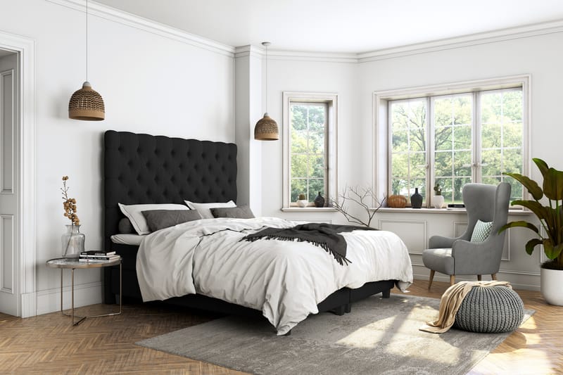 Royal Box Bed Komplet Sengepakke 160x200 - Sort - Møbler - Senge - Seng med opbevaring