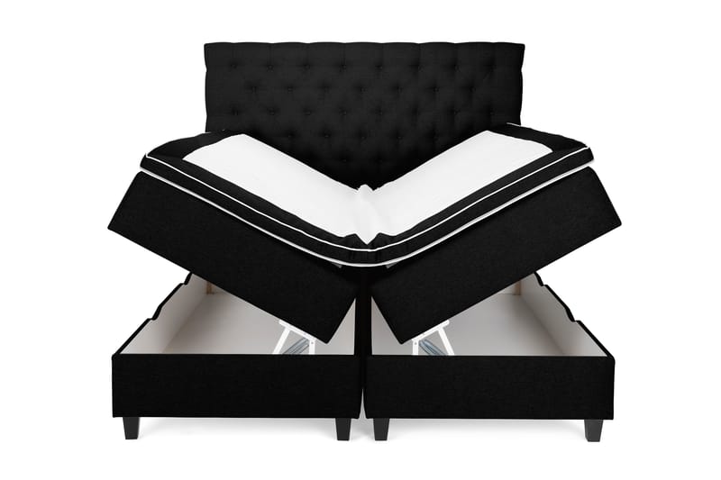 Royal Box Bed Komplet Sengepakke 160x200 - Sort - Møbler - Senge - Seng med opbevaring