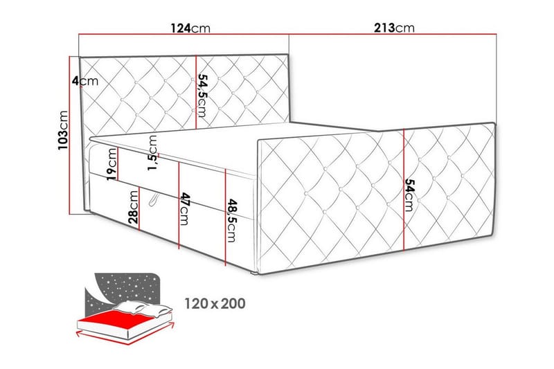 Boisdale Kontinentalseng 120x200 cm - Lyseblå/Mørkeblå - Møbler - Senge - Kontinentalsenge