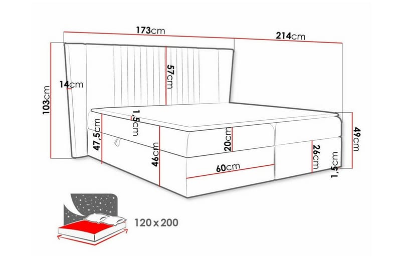 Boisdale Kontinentalseng 120x200 cm - Lysegrå/Mørkegrå - Møbler - Senge - Kontinentalsenge