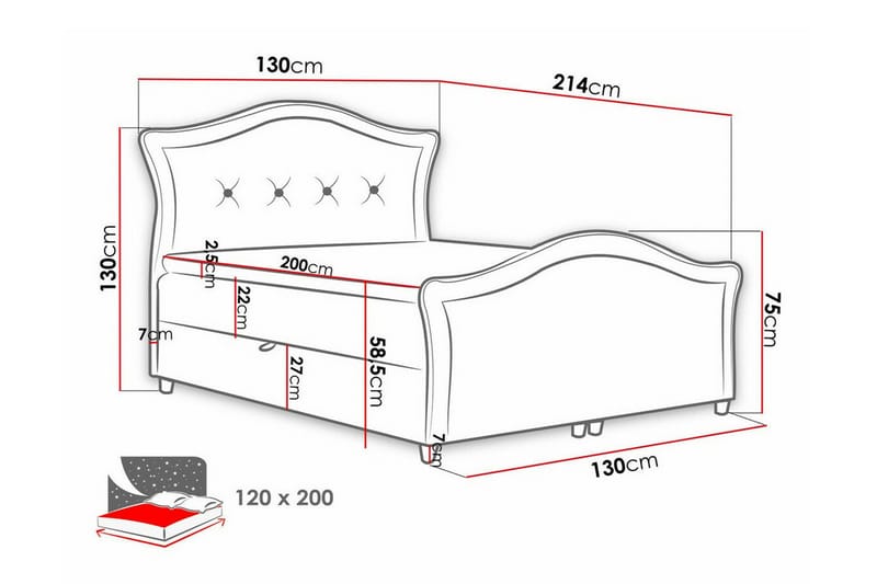 Boisdale Kontinentalseng 120x200 cm - Mørkegrå - Møbler - Senge - Kontinentalsenge