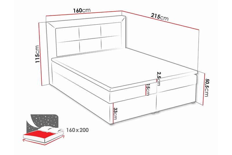 Clasic Box Kontinentalseng 160x215 cm - Sort - Møbler - Senge - Kontinentalsenge