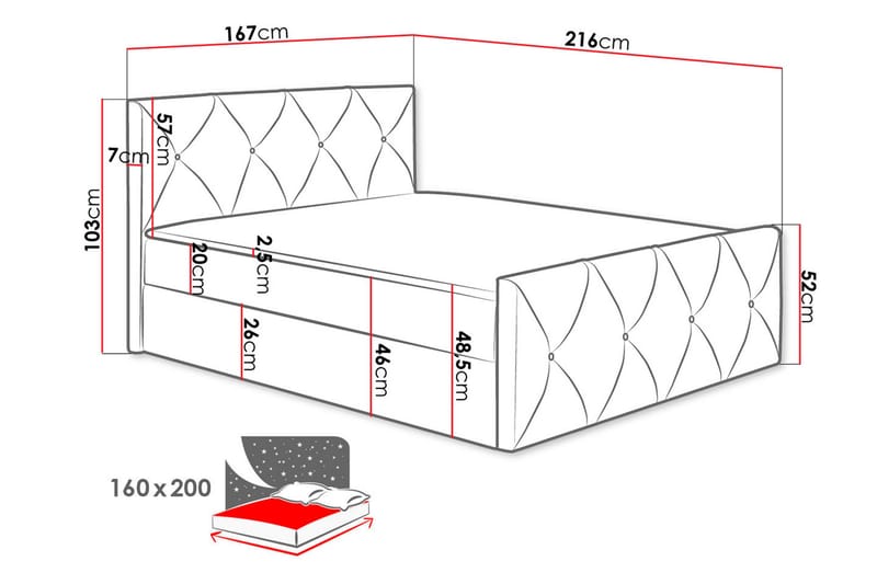 Crystalina Lux Kontinentalseng 160x200 cm - Enkeltsenge - Kontinentalsenge - Dobbeltsenge - Familieseng