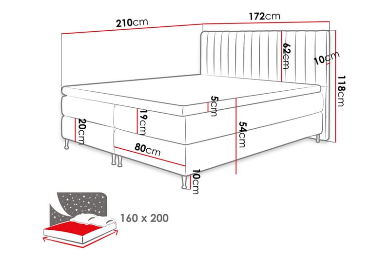 Elegantina Kontinentalseng 160x200 cm - Møbler - Senge - Kontinentalsenge